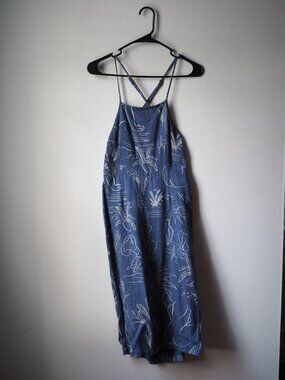 Paloma Wool Blue Linen Cross-Strap Halter Dress